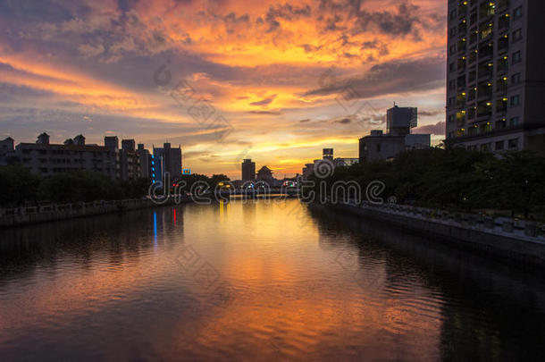 台南运河夕阳