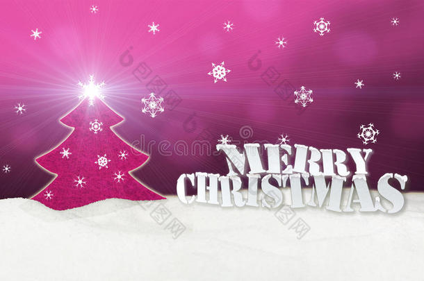 圣诞背景-圣诞树粉色-雪花-圣诞快乐