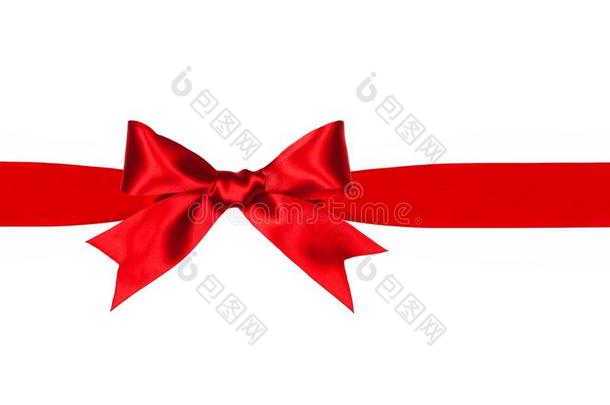 红色礼品蝴蝶结和缎带隔离