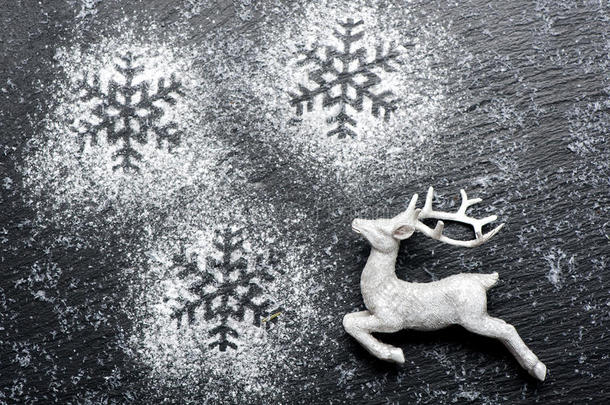 圣诞喜庆背景白鹿