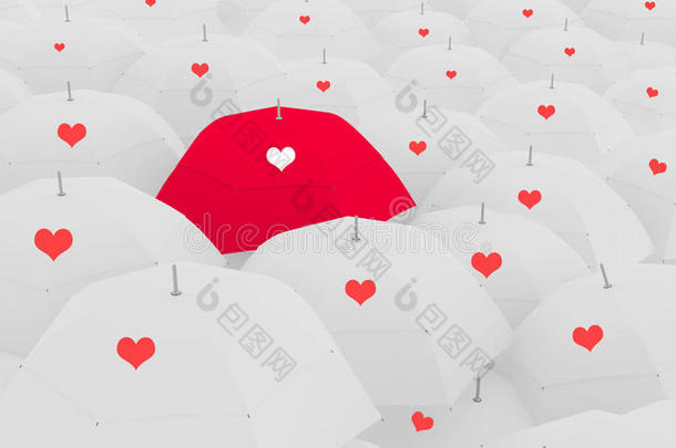 3d爱情概念，展现独特的爱情伞，