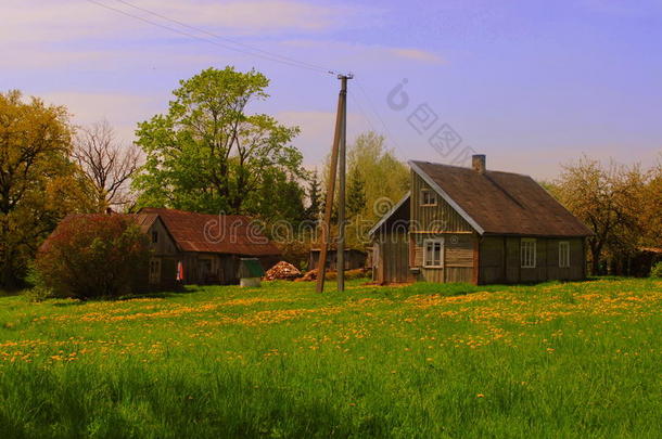 立陶宛乡村五彩缤纷的农庄
