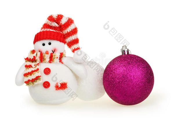 圣诞卡，玩具雪人，雪球和球