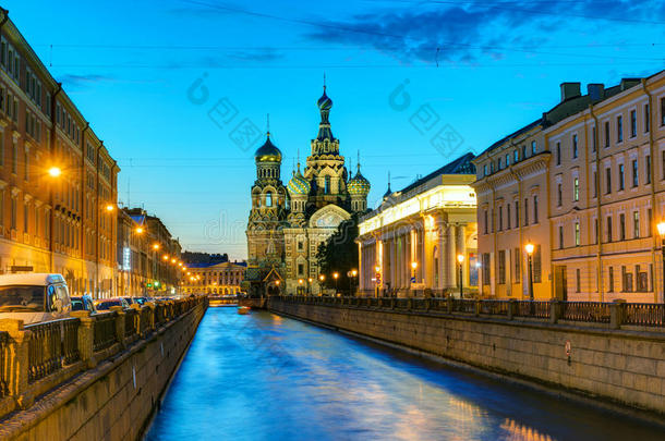 圣彼得的格里博耶多夫运河和救世<strong>主教</strong>堂在圣彼得