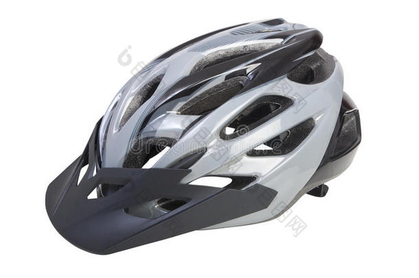 白底带面罩的自行车头盔。可用png