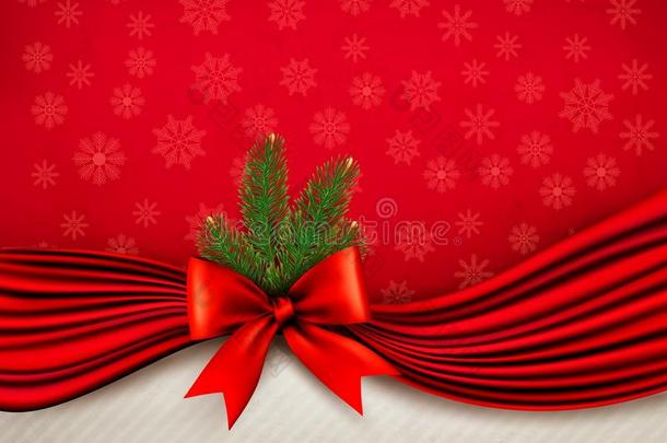 圣诞节节日背景与礼物光泽蝴蝶结和丝带。