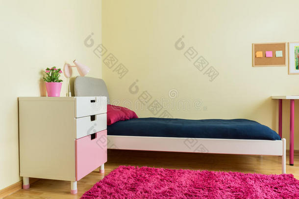 带粉色地毯的可爱房间