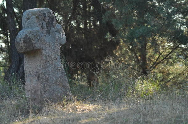 一个女人的大理石雕像被魔法石迷住了。巫术传说。