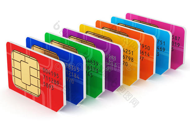 一组彩色SIM卡