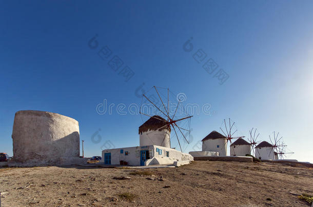 白风车在米科诺斯岛，基克拉德群岛