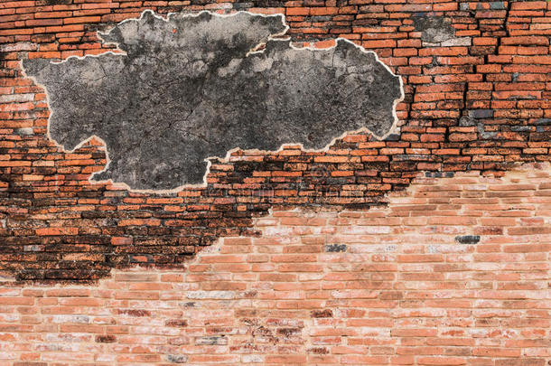 开裂的混凝土复古红砖墙