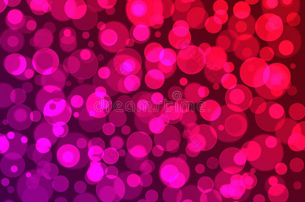 紫色背景，粉色和红色圆球，具有bokeh效果
