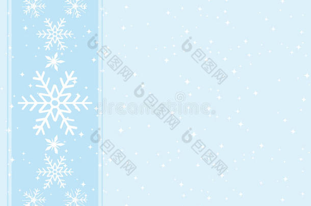 甜美的蓝色雪花圣诞背景。