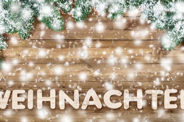 德语中圣诞节的单词，有木头和雪