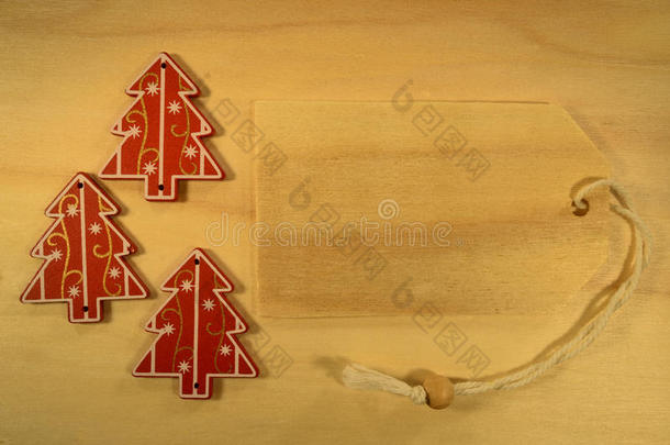 木制价签三件圣诞装饰品