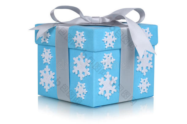 圣诞<strong>礼品</strong>盒，带蝴蝶<strong>结</strong>和雪花，冬季礼物