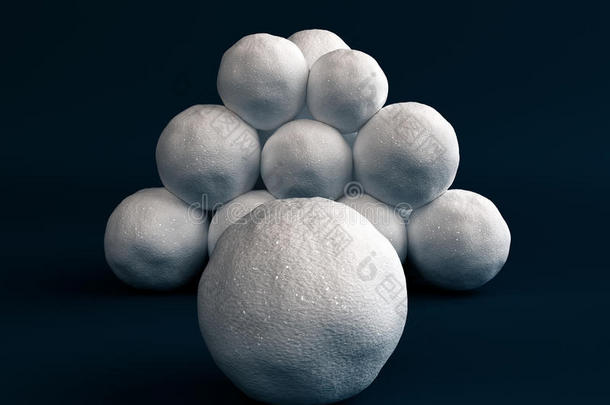设置孤立的雪球。三维雪球。用于设计和装饰的数字雪球。玩雪球