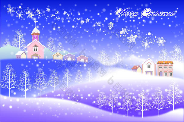 新年快乐圣诞风景-创意插画eps10