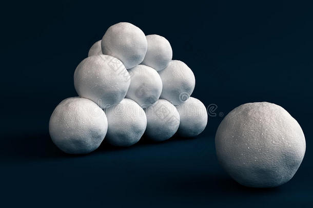 设置孤立的雪球。三维雪球。用于设计和装饰的数字雪球。玩雪球