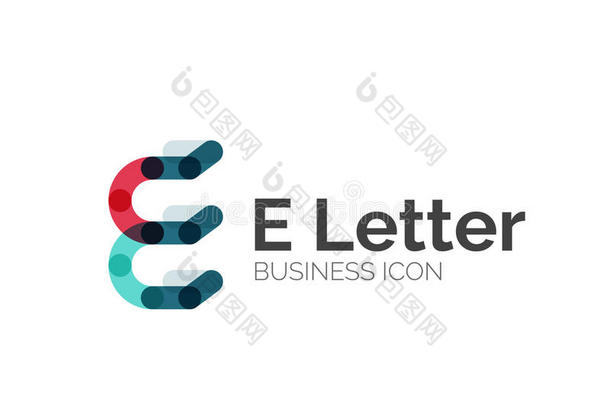e字母标志，最小线条设计
