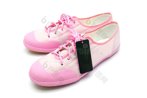 新款女士粉色带标签运动鞋