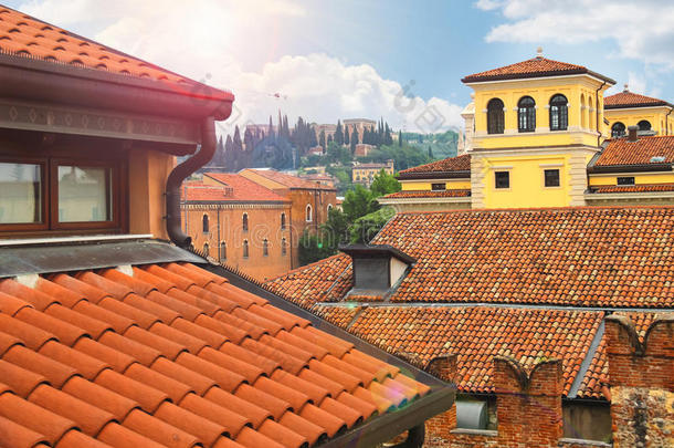 意大利维罗纳市房屋的屋顶