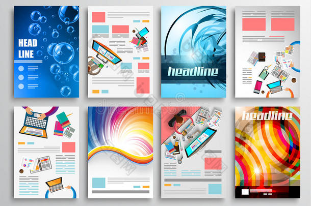 一套传单设计，网页模板。宣传册设计、技术背景