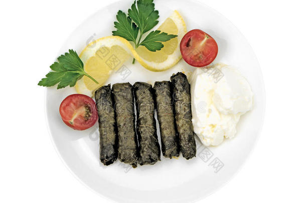 土耳其菜。自制沙玛酒叶饭