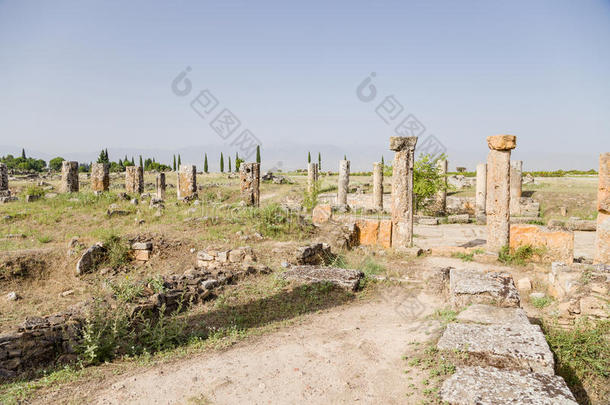 土耳其希拉波利斯。圆柱，矗立在弗朗蒂努斯大街上，公元1世纪