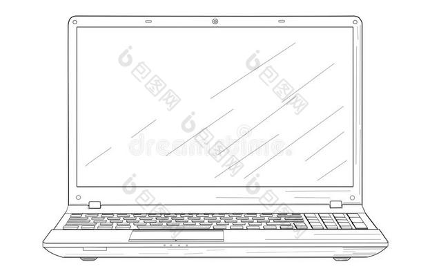 笔记本电脑-矢量图。