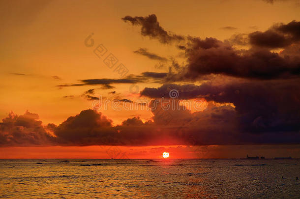 夏威夷檀香山威基基基的日落