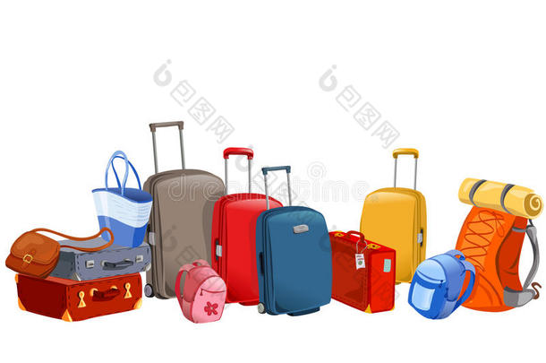 带有行李、行李箱、背包、包裹的横幅