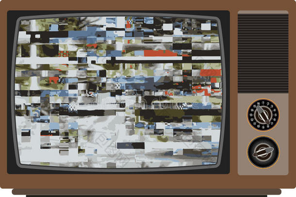 信号不好的旧电视。