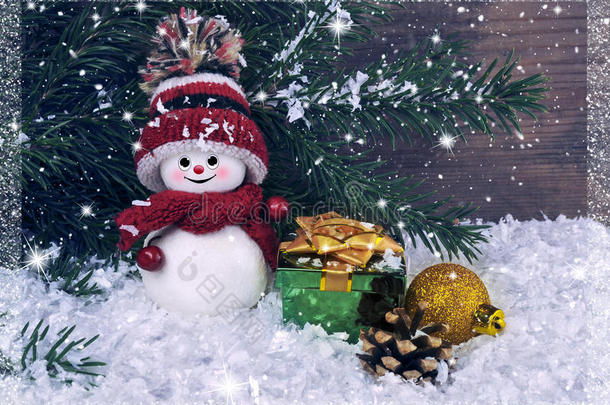 圣诞背景，背景是一个小雪人