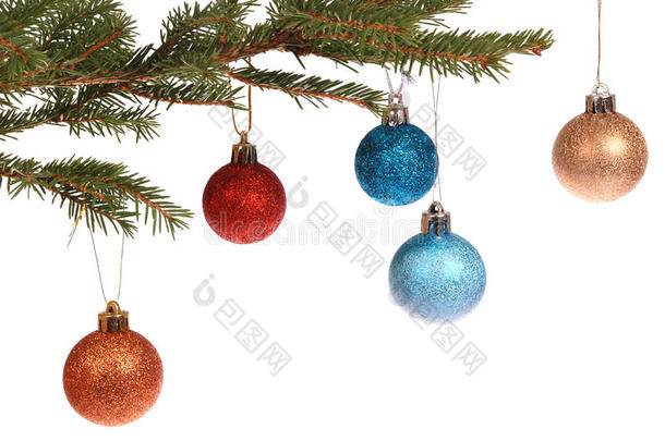 圣诞树装饰彩球套装。
