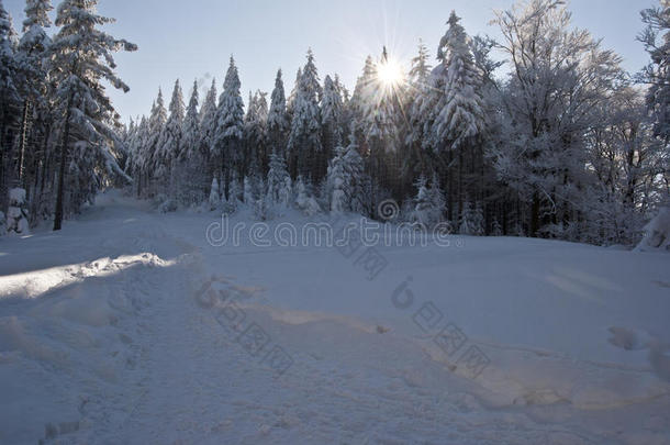 莫拉夫斯奥斯雷茨克-贝斯基迪的冬季雪天