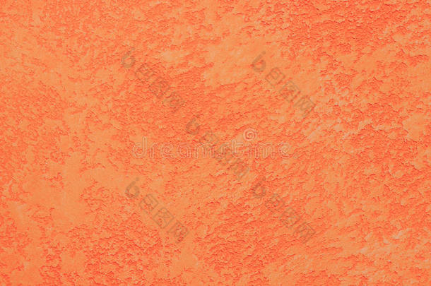 鲜艳的橙色石膏墙面纹理。抽象纹理背景