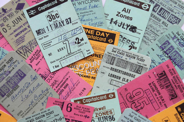 五颜六色的英国火车票收藏