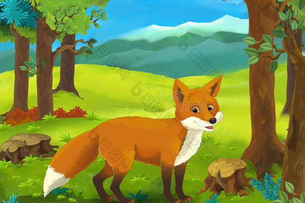 卡通动物场景-狐狸