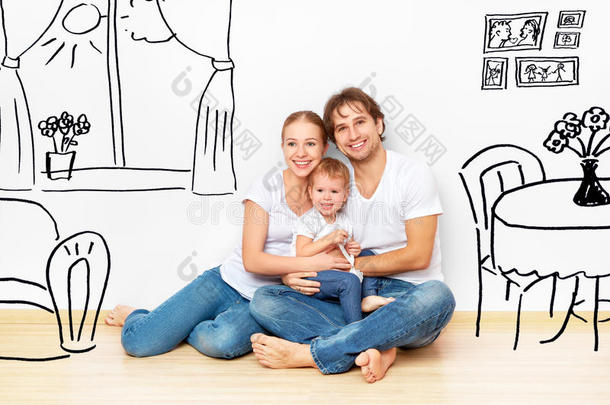 理念：幸福的年轻家庭在新的公寓梦想和规划内部