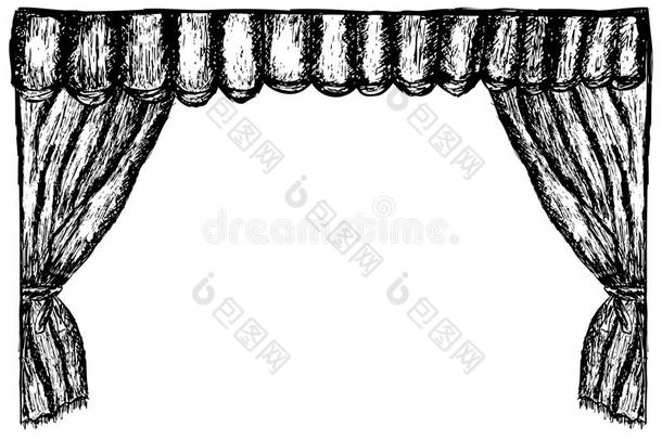 <strong>手绘</strong>素描，用笔，<strong>窗帘</strong>