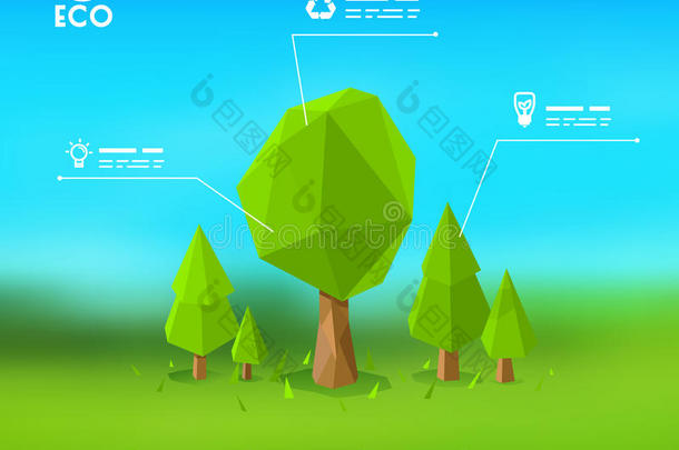 现代信息图形设计与低保利树EPS10股票插图