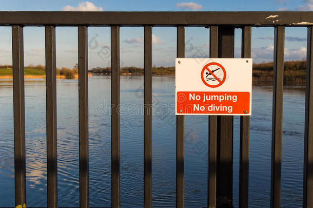 禁止跳跃禁止潜水危险警告标志
