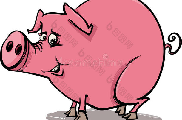 农场猪卡通插图