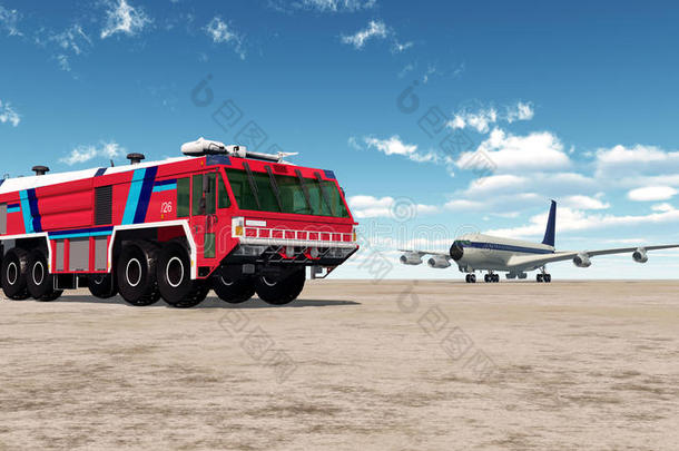 机场<strong>消防车</strong>和客机