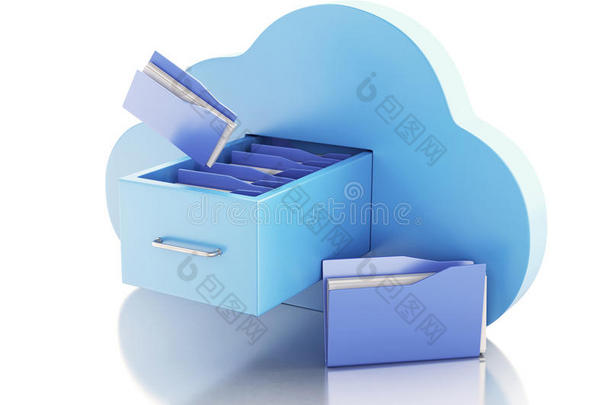 云<strong>中</strong>的三维文件存储。云计算概念。