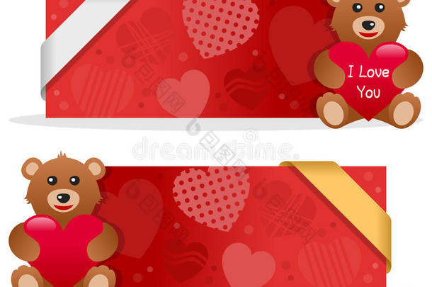 印有泰迪熊的情人节横幅