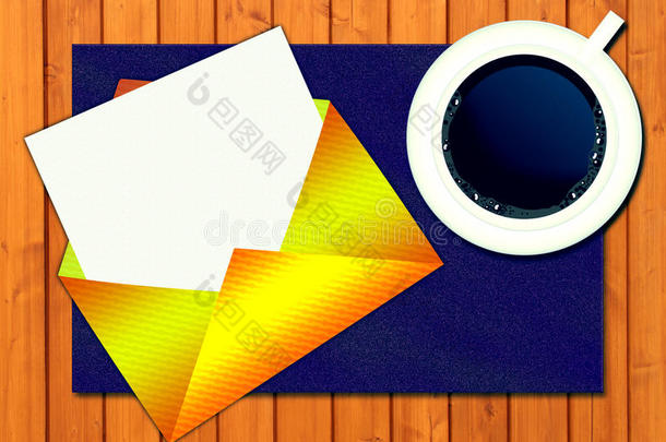 金色信封，信和咖啡