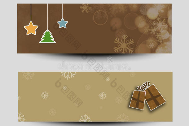圣诞节和新年庆祝的网页标题或横幅。