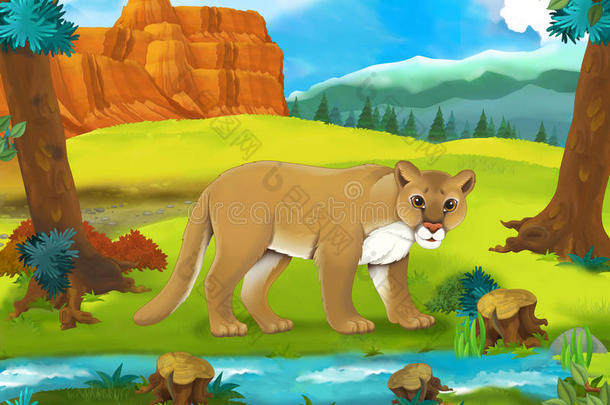 卡通场景-非洲野生动物-美洲狮